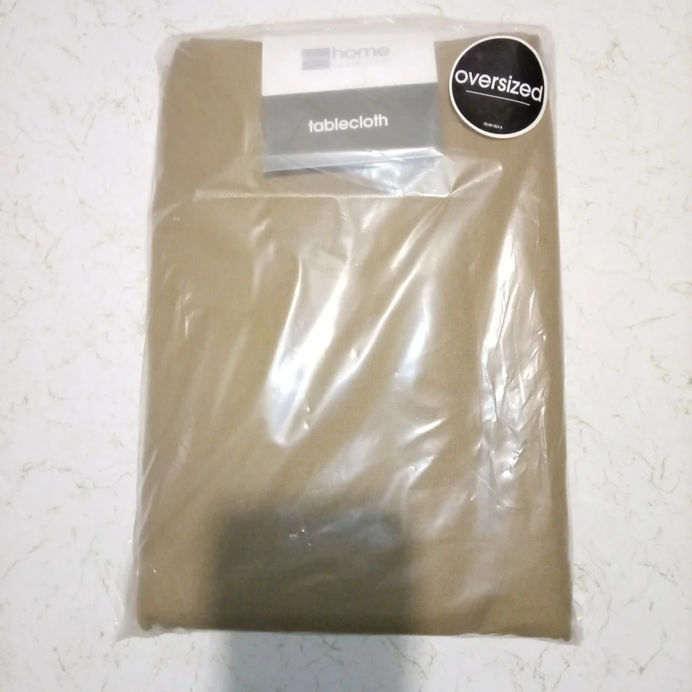 JCP Home Collection Oversized Solid Taupe Tablecloth Cotton 60